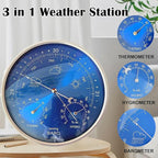 3 in 1 Barometer for Weather Station, Wall Hanging Thermometer All-Season Thermometer, Greenhouse Hygrometer, Accurate Weather Station Indoor Outdoor Use Temperature Monitor for Home Garden Office