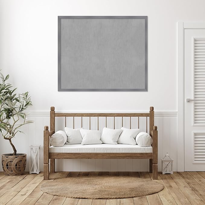 Amanti Art Grey Framed Magnetic Board 42x50 Oversize Vision Board for use with Magnets, 100% Metal Sheet to Display Items as Office Decor or for Home Organization in mudroom, Kitchen or Kids Room
