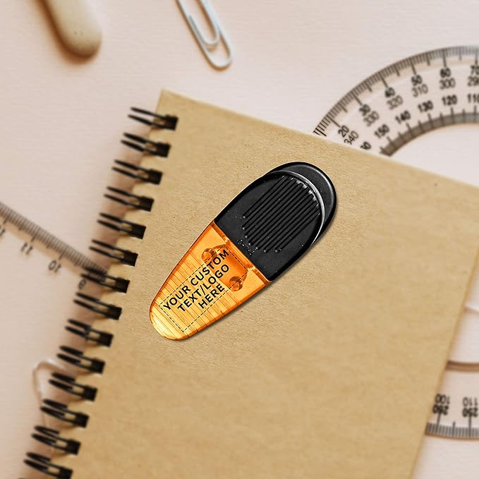 10 Magnetic Memo Holders Set - Customizable Text, Logo - Large Clip, Plastic - Orange