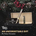 Wordsworth & Black Primori Fountain Pen Set [Gunmetal Gold]; Extra Fine Nib, Gift Case, 24 Ink Cartridges, Refill Converter, Manual; Journaling, Calligraphy, Smooth Writing Pens; Left and Right Handed