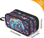 BOENLE Custom Bright Game Joystick Pencil Case Box Boys Girls Personalized Name Large Pencil Pouch Stationery Pen Bag Organizer for Kids Adults School Office