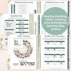bloom daily planners 2026 Hardcover Calendar Year Goal & Vision Planner (January to December) - Monthly & Weekly Agenda Organizer - 7.5" x 9" - Beige Bouquet
