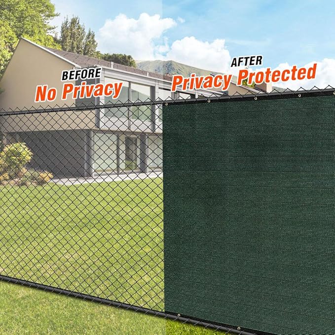 iCover 4x50ft Privacy Screen Fence, Outdoor Fencing Panels, Garden Windscreen Mesh Shade Sail Net Barrier, Include Reinforced Bindings and Brass Grommets Cable Zip Ties, Green