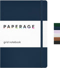 PAPERAGE Graph Paper Journal Notebook, (Navy), 160 Pages, Medium 5.6 in x 8 in - 100 GSM Thick Paper – Hardcover Grid Notebook for Work or School