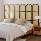 Svimi Room Dividers and Folding Privacy Screens, 5.6 Ft Double Hinged Rattan Partition Freestanding Wall Room Divider for Home - 6 Panels (Black)