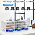 PAG-Mass Mail Sorter Adjustable Countertop Mail Holder, Heavy Duty Literature Organizer, Student Mailbox for Classroom, Desktop Bill Paper Organizer for Office Home School, 12 Compartments, White