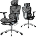 Opiesit Office Chair with 3D Adjustable Lumbar Support,Ergonomic Computer Chair,Adjustable Headrest and Armrests, 400lbs Capacity,Tilt-Swivel,Premium Mesh Desk Chair for Office,Home & Gaming (Black)