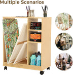 VISWIN Art Cart Organizer, Solid Pine Wood Art Supply Storage Organizer with Caster Wheels, 3-Tier Multifunctional Rolling Utility Storage Cart for Studio, Classroom, Artists - Natural