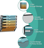 SUPEASY Wall File Organizer Mesh Office Mail Holder, Hanging Wall Organizer Magazine Rack for Office Black, 5 Tier