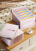 ABC life 26-Pocket Accordion File Organizer, Expanding File Folder, Letter/A4 Size Plastic Monthly Bill & Tax Receipt Holder with A-Z Tabs for Home, Office, Classroom - Pinkish Purple