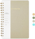 Spiral Notebook-5.75" x 8.125" College Ruled Journal with Inner Pockets and 160 Pages,PU Leather Cover Business Journal, Twin-Wire Binding Notebook Perfect for Office & Home School Supplies Light Grey