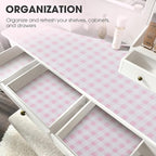 ALIUNI Drawer and Shelf Liner, Non-Slip Kitchen Cabinet Liners Non-Adhesive Thick Strong Grip Waterproof Washable Mats Protect Dresser Shelves Cupboard Bathroom Cabinets, Pink Plaid, 18 in X 10 FT