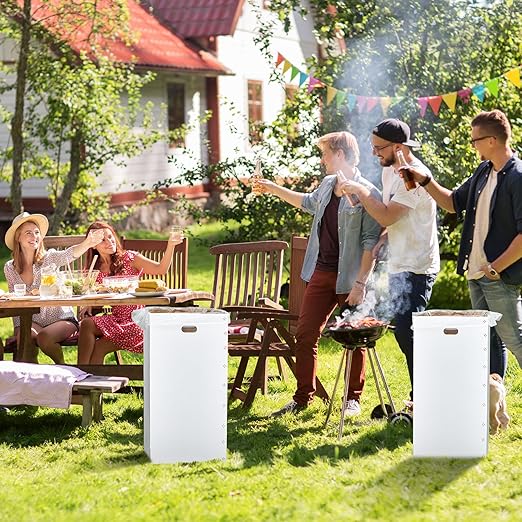 Nosiny 20 Pcs 50 Gallon Corrugated Cardboard Trash Cans for Events, Disposable and Reusable Cardboard Bin Bulk with Trash Bag, Recycling Pop-up Garbage Box, Foldable Waste Container for Party (White)
