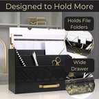 BLU MONACO | Wooden Mail Organizer with Drawer and Gold Handle | Mail Sorter Organizer Countertop for Desk | Outgoing Mail Holder and Letter Sorter for Desk Storage