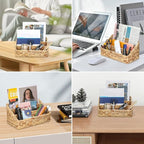 Boershun Desk Organizer – Countertop Mail Organizer, Magazine Holder, Boho Decor Water Hyacinth Desk Mail Holder for Home Office, Farmhouse, 12.6" L x 6.7" W x 6.3" H