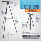 U.S. Art Supply 70" High Boardroom XL Black Aluminum Flip Chart Easel & Presentation Stand (6 Pack) - Adjustable Floor/Tabletop, Portable Tripod, Holds 45 lbs, for Chart Paper, Poster Boards, & Pads