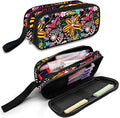 Cute Pencil Case for Girls, Large Girls Pencil Pouch for School Supplies, Portable Floral Pen Bag, Aesthetic Pen Box with Zipper, 2 Compartments Stationary Organizer for Kids Teens Students Adults