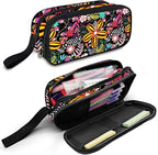 Cute Pencil Case for Girls, Large Girls Pencil Pouch for School Supplies, Portable Floral Pen Bag, Aesthetic Pen Box with Zipper, 2 Compartments Stationary Organizer for Kids Teens Students Adults