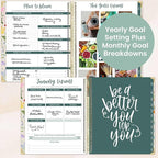 bloom daily planners 2026 Hardcover Calendar Year Goal & Vision Planner (January to December) - Monthly & Weekly Agenda Organizer - 7.5" x 9" - Garden Party, Beige