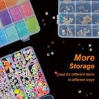 CGCG 3 Pack 7.9 x 5.8 inch Plastic Organizer Box with Adjustable Dividers 18 Grids Clear multi Compartment Storage Container Small Case for Beads Crafts Jewelry Fishing Tackles nail charm sticker