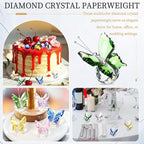 PATIKIL 2 Pcs Butterfly Crystal Paperweight, 75mm / 3 Inch Crystal Paperweight Paper Weight for Home Office Desktop Table Decor Wedding Party Jewelry Ornaments, Green/Blue