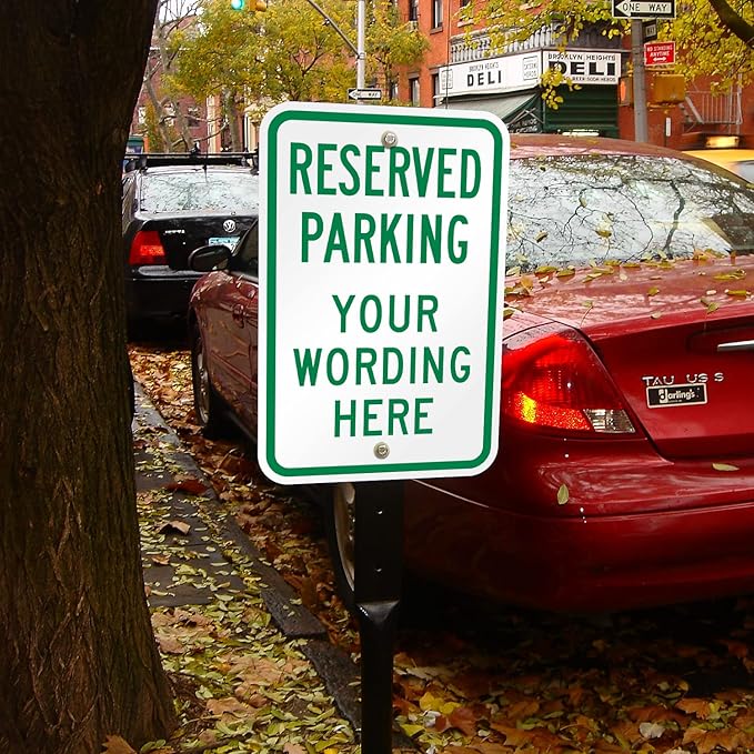 SmartSign Custom Reserved Parking Sign - 12 x 18 Inch, Add Text, 63 mil thick Laminated Aluminum, 3M Engineer Grade Reflective, Green and White, Made in USA