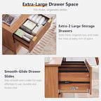 JXQTLINGMU 2 Drawer File Cabinet with Charging Station, 30" Fluted Lateral File Cabinet w/Files Hanging Rod for Letter/Legal/A4, Large Tabletop for Printer, Office Wood Printer Cabinets, Dark Grain
