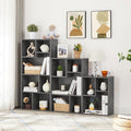 VECELO Wide Bookshelf Set, Fits 9.3" × 10-12.8" Hardcovers, Cube Storage Bookcases, Free-Standing for Living Room, Bedroom, Home Office, 2/3/4-Tier, 3-Pack, Gray