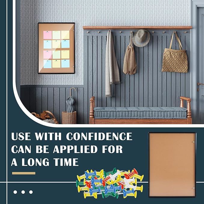 Cholemy Enclosed Bulletin Lockable Cork Case Notice Board 48 x 36 Inch Weatherproof Bulletin Board with Aluminum Frame Mounting Screws Outdoor for School Office Wall Display Pictures(Black)