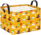 FUULOXE Halloween Empty Storage Basket with Handles Open Gifts&Candy Spooky Basket stuffers for Kids Baby Collapsible Women Organizer Bins Toys Boxes for Shelves Home Office