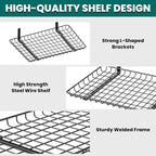 EVERHANGER Garage Wall Shelves 12x24 Inch, Wall Mounted Storage Shelf, Metal Shelf Rack, Heavy-Duty Shelf Organizer 2 Pack, Black