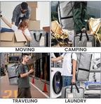 TAILI 2 Pack Gray Moving Bags w/Adjustable Backpack Straps, Moving Supplies, Moving Boxes Alternative, Heavy Duty Storage Totes for College Packing, Camping Backpack for Travel, Dorm, Laundry