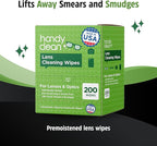 HandyClean Pre-Moistened Lens Cleaning Wipes, Eyeglass Wipes, Screen Wipes, 100 ct of 6 x 5 inches Individually Packed Lens Cleaner Wipes