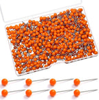 WILLBOND 500 Pack Map Push Pins Map Tacks Small Round Head Push Pins Thumb Tacks for Travel Picture Photo Bulletin Board Wall DIY Craft School Office Home(Orange,1/6 Inch)