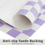 Ohocut Checkered Desk Mat, Large Cute Aesthetic Retro PU Leather Computer Laptop Desk Mat, Non-Slip Waterproof Mouse Keyboard Pad, Desk Writing Mat for Work/Home (Purple, 23.6" x 13.7")