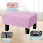 BRIAN & DANY Small Foot Stool Ottoman, Footstool with Legs, Teddy Velvet Foot Rest for Living Room, Bedroom and Office, Purple