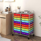 Happygrill 20-Drawer Organizer Cart Tools, Mobile Utility Storage Cart with Removable Drawers & Lockable Wheels, Rolling Storage Cart with wheels for Home Office School(Multicolor)