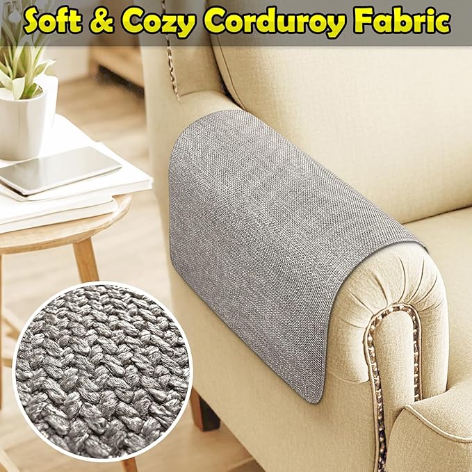 Couch Arm Covers, Waterproof Armrest Cover for Sofa, Armchair, Loveseat, Non-Slip Recliner Arm Cover, Sofa Arm Covers, Headrest Covers, Arm Chair Covers Set of 2 (Taupe, 24"×20")