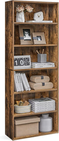 VASAGLE CUSTOS Collection - Bookshelf, 6-Tier Bookcase, Book Shelf, Open Storage Shelf, 9.4 x 23.6 x 63.3 Inches, for Living Room, Home Office, Dinning Room, Rustic Brown ULBC166X01