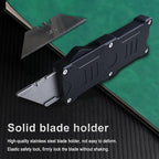 Caressolove Folding Utility Knife For Men, Double Action Auto Retractable Knife, EDC Self Retracting Box Cutter With Belt Clip, Assisted Opening Automatic Knife Push Button With 10pcs Extra Blades