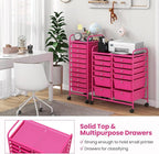 Giantex 12 Drawer Rolling Storage Cart Tools Scrapbook Paper Office School Organizer (Hot Pink)