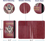 TOURSUIT RFID Blocking Passport Holder for Women Men, Leather Passport Travel Wallet with Metal 3D Metal Badge, Travel Document Holder Cover Accessories (Rose Red)