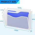 GDINDINFAN Single Pocket Wall File Holder, Mesh Hanging File Folder Paper Organizer, Vertical Wall Mounted Mail Basket, Storage Organization Magazine Rack for Office, Home and School, White