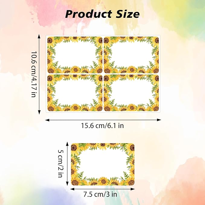 Wonmon 200 PCS Sunflower Name Tags Stickers, Self Adhesive Sunflowers Style Name Tag Labels Stickers for Back to School Classroom Student Office Desk Cubby Locker Themed Party, 2x3 inch