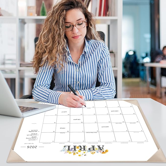 2026 Desk Calendar - 18 Month Desktop Calendars (Jan 2026–Jun 2027),Large 22x17 Monthly Calendar with Home & Office Floral Desk Pad Calendars (Apricot, 22*17)