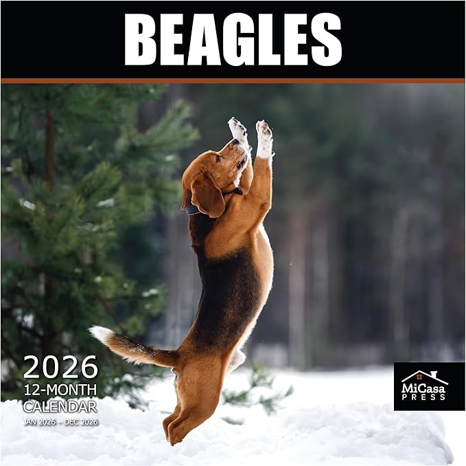 MICASA PRESS Beagles 2026 Wall Calendar 12 Month | 12" x 24" Open | Thick & Sturdy Paper | Holiday Gift | Cute Puppy Dog Calendar 2026