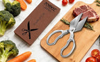 Kitchen Scissors Set Silver - Stainless Steel Shear, Sharp Meat Cutting Scissors Dishwasher Safe, Poultry Shears Heavy Duty, Japan Cooking Scissor for Food, Christmas Gifts for Men Women