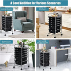 Giantex Rolling Storage Cart with 6 Drawers, Multipurpose Mobile Organizer Cart for Tools Scrapbook Paper Home Office School (Black)