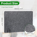 PATIKIL Desk Divider, 2 Set 24 x 16 Inch Acoustic Freestanding Desk Divider Desk Privacy Panel with 8 Pcs Support Feet for Library Office Workstation, Dark Grey