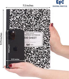 EPI Marble Hardcover Wide Ruled Composition Notebook | 200 Pages (100 Sheets), 9.75 x 7.5 in, Sturdy Sewn Binding | School, Office, Journaling, Notes - 6 Pack
